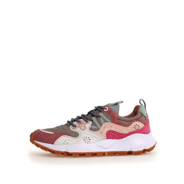 Quintessentially Flower Mountain  the Yamano 3 is an eye-catching  eclectic urban design crafted from Japanese fabrics and suede overlay inserts. Inspired by the bright colours and motifs of nature. Perfect for those seeking quality and all-day comfort in the form of a contemporary  expressive silhouette.