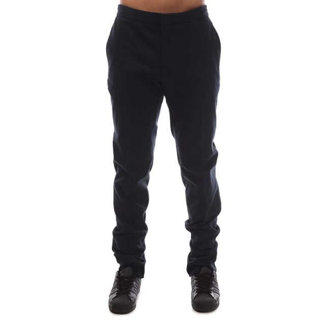 Mens BOSS T-Banson1 Trousers in dark blue.- Hook and zip closure.- Elasticated waist with inner drawcord.- Side pockets.- 94% Cotton  5% Silk  1% Elastane.- Ref: 50450146402