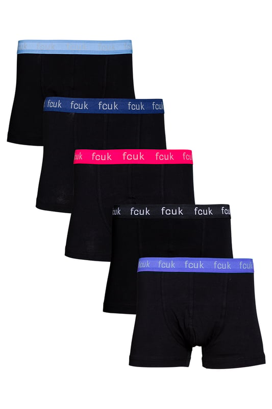 Refresh your everyday essentials with this five-pack of French Connection boxers. Features elastic waistband with FCUK branding logo. Made from stretch cotton fabric to ensure comfortable wear.