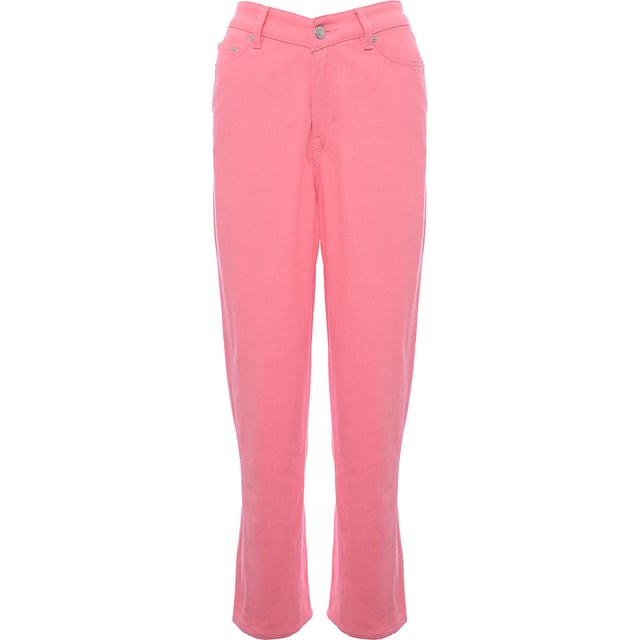 100% Cotton. These wide leg trousers by Weekday come in a v-front style with belt loops and five pockets.
