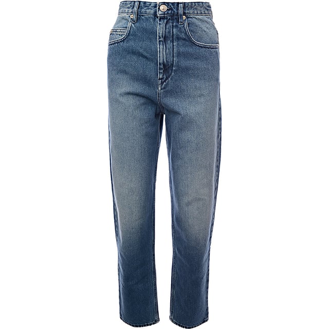 100% cotton These blue Isabel Marant ?toile Corsy tapered jeans feature a classic five pocket design, a high waist, a straight leg and a logo at the back pocket