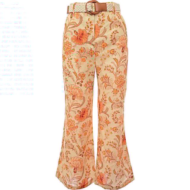 100% Linen These Junie cropped linen flared pants feature a zipper fly and button &amp; hook fastenings. With side slit pockets and back pockets