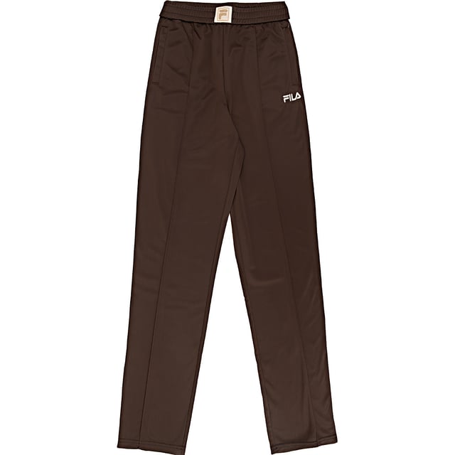 Main: 100% Polyester. The Fila unisex straight leg track bottoms in cream with a black stripe down the leg are a stylish and comfortable choice for both sportswear and casual wear. Made from 100% polyester, these track bottoms are designed for durability and ease of care, featuring an elasticated waist for a snug fit and side pockets for convenience. The iconic Fila branding adds a touch of classic sporty style, making them a versatile addition to any wardrobe. Whether you're hitting the gym or just relaxing at home, these track bottoms combine fashion and function in a way that's true to Fila's heritage of quality and innovation.