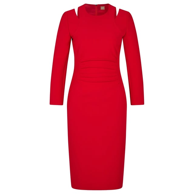 Womens BOSS Dadeka Dress in red.61% Recycled polyester - 26% Viscose - 7% Cotton - 6% Elastane.  Dry clean.Ref: 50486042-622