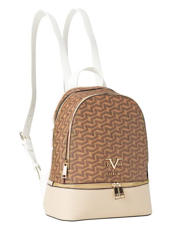 19v69 ITALIA Rucksack ROBI punktet mit modernem Colorblock-Design und praktischer Aufteilung. Verstellbare Träger, goldene Details und der kompakte Schnitt machen ihn zum idealen Alltagsbegleiter mit Stil.