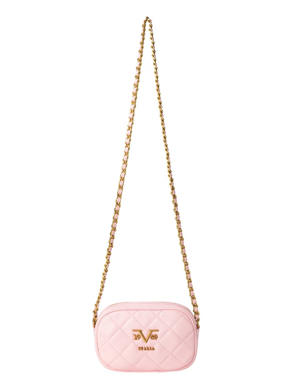 19v69 ITALIA handtas VIVI voegt een vrouwelijke touch toe aan elke outfit. Het gewatteerde ontwerp in zachtroze ontmoet een verfijnde gouden schakelketting, ideaal voor stijlvolle verschijningen met lichte bagage.