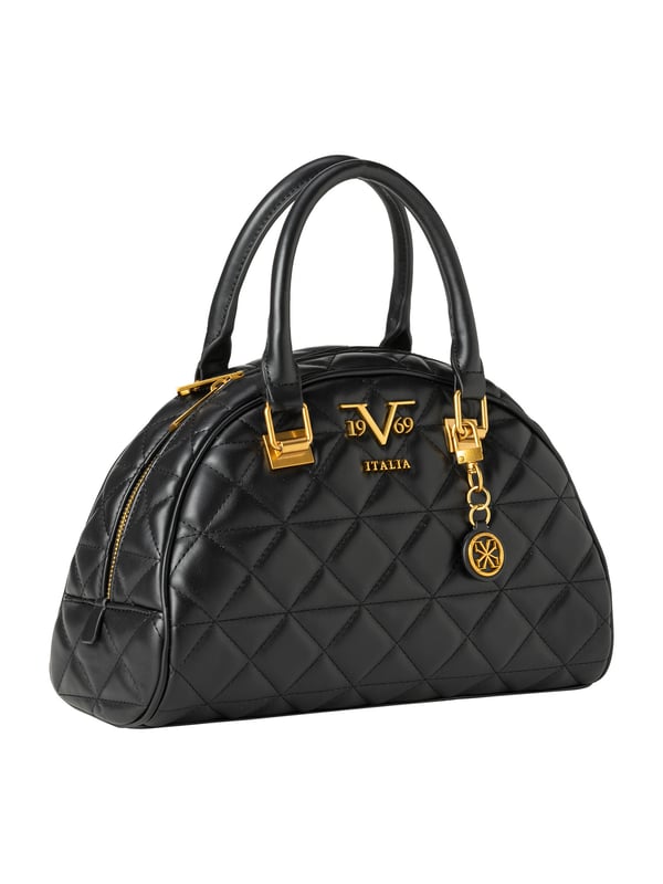 19v69 ITALIA Handtasche ALICIA begeistert mit zweifarbiger Steppoptik, goldenen Details und sportlichem ITALIA-Schultergurt. Die halbrunde Form verleiht ihr einen modernen Twist – ideal für trendige City-Looks.