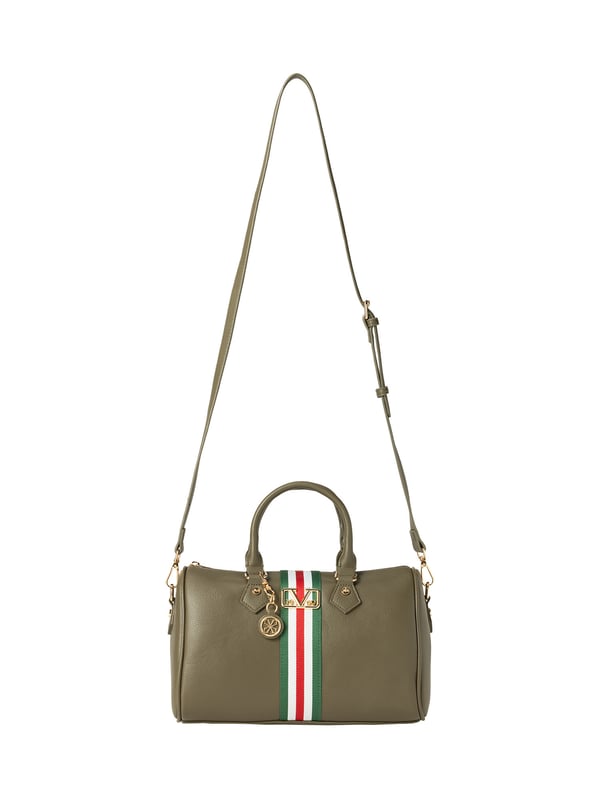 19v69 ITALIA Handtasche FILIA kombiniert sportliche Streifenoptik mit elegantem Design. Goldene Details und ein verstellbarer Schulterriemen runden die Tasche stilvoll ab – perfekt für City, Büro oder Freizeit.