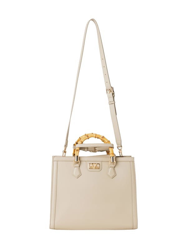 19v69 ITALIA handtas HEIDI combineert klassiek design met een moderne twist. Het bamboe handvat, de gouden details en felle kleuren maken het een stijlvolle blikvanger voor elke gelegenheid.