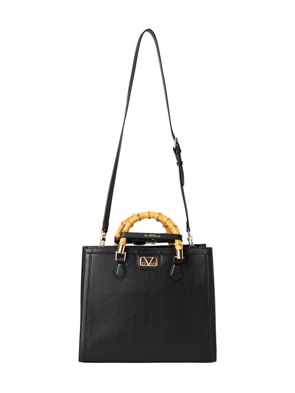 19v69 ITALIA handtas HEIDI combineert klassiek design met een moderne twist. Het bamboe handvat, de gouden details en felle kleuren maken het een stijlvolle blikvanger voor elke gelegenheid.