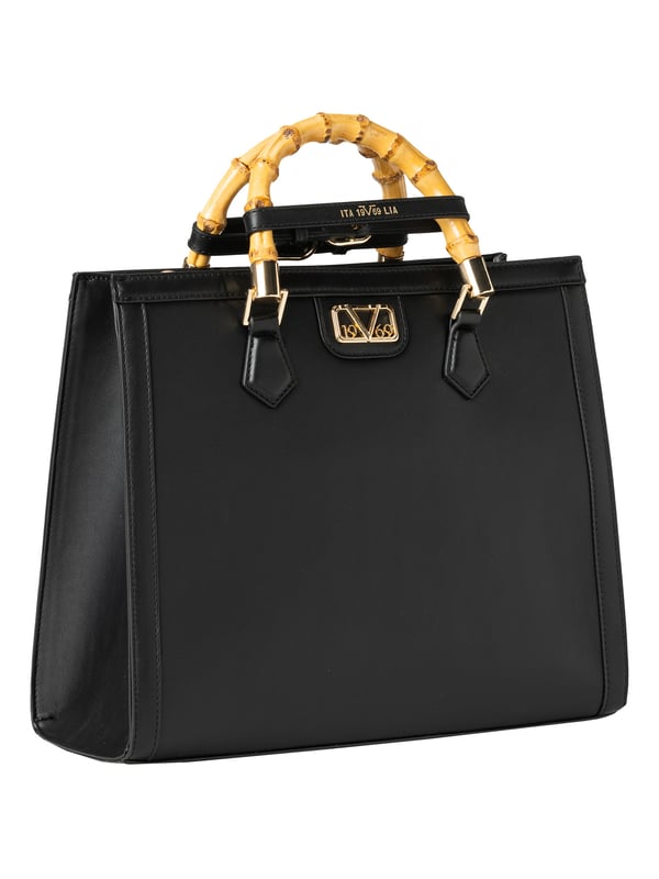 19v69 ITALIA handtas HEIDI combineert klassiek design met een moderne twist. Het bamboe handvat, de gouden details en felle kleuren maken het een stijlvolle blikvanger voor elke gelegenheid.