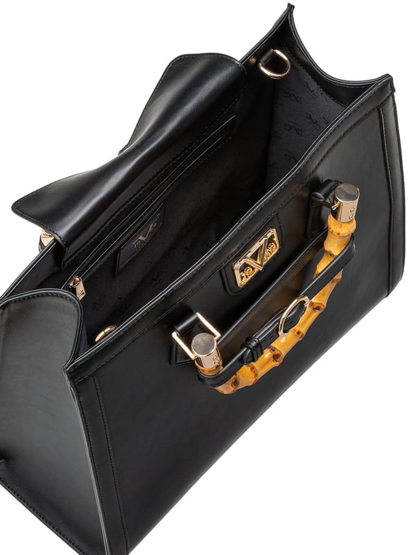 19v69 ITALIA handtas HEIDI combineert klassiek design met een moderne twist. Het bamboe handvat, de gouden details en felle kleuren maken het een stijlvolle blikvanger voor elke gelegenheid.