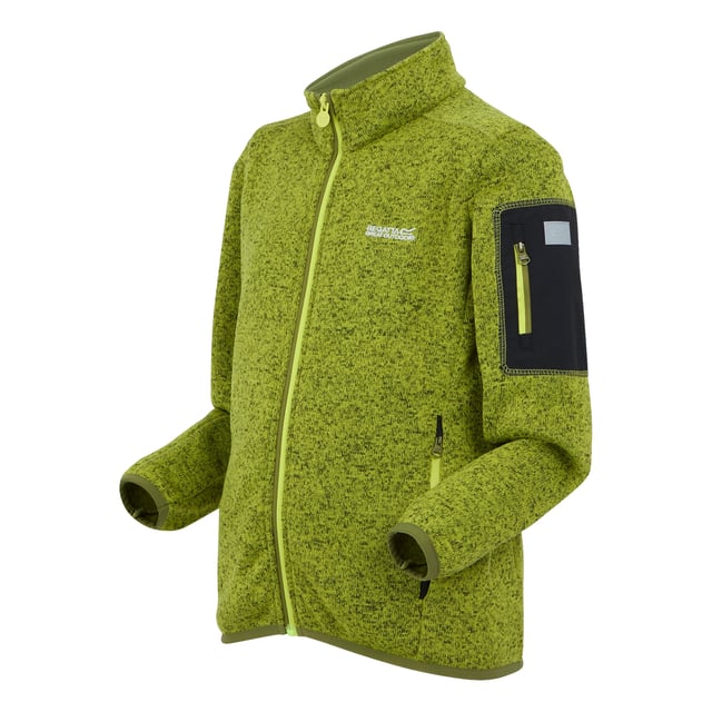 100% Polyester. Fabric: Fleece, Knit Effect, Marl, Stretch. Design: Contrast Detail, Logo. 250gsm. Sleeve-Type: Long-Sleeved. Reflective Trim. Neckline: Standing Collar. Cuff: Stretch Binding. Fit: Comfort. Pockets: 2 Side Pockets, 1 Sleeve Pocket, Zip. Fastening: Full Zip. Hem: Stretch Binding. Sustainability: Eco Friendly, Made from Recycled Materials, Sustainable Materials. 5-6 Years: 24 in. 3-4 Years: 22 in. 13 Years: 32 in. 15-16 Years: 36 in. 11-12 Years: 31 in. 9-10 Years: 29 in. 7-8 Years: 26 in.