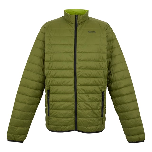Regatta Mens Hillpack II Insulated Jacket (Nephrite Green/Grenoble Green) Material: Polyamide. Filling: Feather-Free, Synthetic Down. Design: Logo, Plain. Fabric Technology: Durable, DWR Finish, Insulating, Lightweight, Tear-Resistant, Waterproof. Bulk Free, Compressible, Packaway, Padded. Neckline: High-Neck. Sleeve-Type: Long-Sleeved. Cuff: Stretch Binding. Pockets: 2 Side Pockets, Zip. Fastening: Full Zip. Hem: Stretch Binding. Denier: 20D. Contents: 1 Drawstring Bag. Sustainability: Cruelty Free, Made from Recycled Materials. S: 38 in. M: 40 in. L: 42 in. XL: 44 in. XXL: 48 in. 3XL: 51 in.