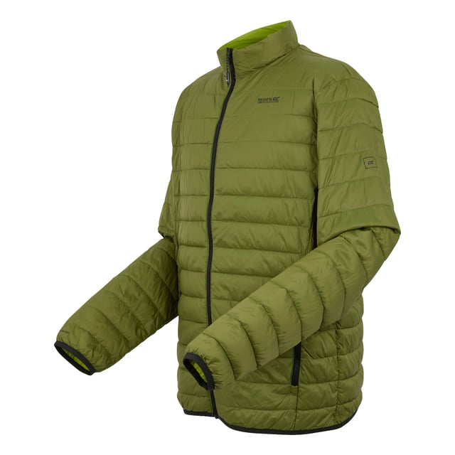 Regatta Mens Hillpack II Insulated Jacket (Nephrite Green/Grenoble Green) Material: Polyamide. Filling: Feather-Free, Synthetic Down. Design: Logo, Plain. Fabric Technology: Durable, DWR Finish, Insulating, Lightweight, Tear-Resistant, Waterproof. Bulk Free, Compressible, Packaway, Padded. Neckline: High-Neck. Sleeve-Type: Long-Sleeved. Cuff: Stretch Binding. Pockets: 2 Side Pockets, Zip. Fastening: Full Zip. Hem: Stretch Binding. Denier: 20D. Contents: 1 Drawstring Bag. Sustainability: Cruelty Free, Made from Recycled Materials. S: 38 in. M: 40 in. L: 42 in. XL: 44 in. XXL: 48 in. 3XL: 51 in.