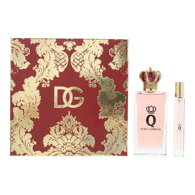 Dolce & Gabbana Q 2-piece gift set features an Aromatic Fruity fragrance for women, created by Daphne Bugey and launched in 2023. The scent opens with a vibrant burst of Sicilian Lemon, Blood Orange, and Jasmine, creating a fresh and luminous introduction. The heart reveals a delicate blend of juicy Cherry and soft Heliotrope, adding a sweet and floral touch. As it dries down, the fragrance settles into a warm and sensual base of Musk and Cedar, offering depth and elegance. This set includes a 100ml Eau de Parfum and a 10ml travel-size spray, making it perfect for both everyday wear and on-the-go touch-ups. A wonderful gift for those who love a bright, fruity, and sophisticated scent.