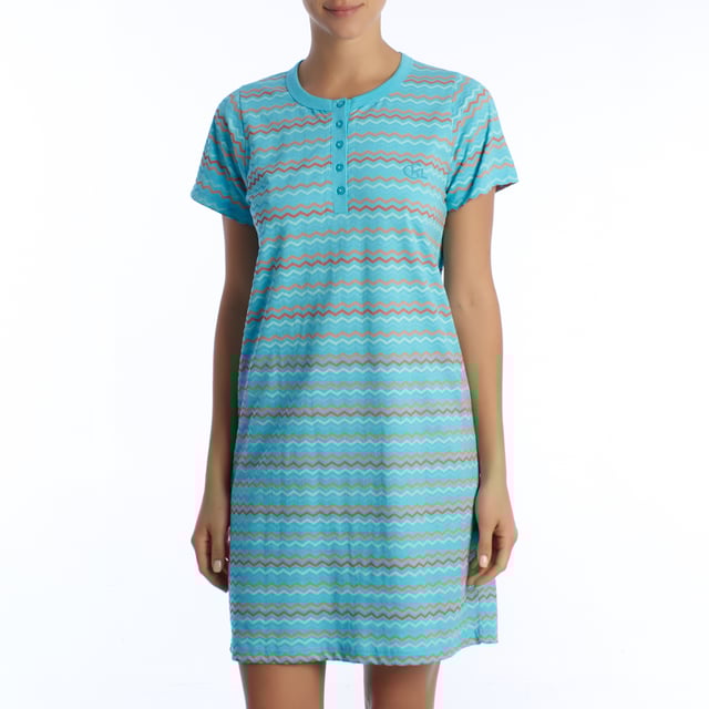 The women's short-sleeved summer nightgown is the perfect garment to enjoy warm nights in style and comfort. This nightgown, designed specifically for the summer season, combines lightness, softness and an elegant design that ensures freshness and comfort during rest hours.

 Main Features:
 Cool and Light Design: This women's summer nightgown features a short-sleeved design that provides adequate coverage without compromising the freshness needed for the hottest nights.

 Breathable Material: Made of lightweight and breathable materials, women's nightgowns ensure excellent air circulation, keeping your skin cool and comfortable all night long.

 Comfort and Softness: Cotton ensures a soft texture to the touch, offering a pleasant sensation on the skin and facilitating restful sleep.

 Elegant Style: With carefully designed details such as decorative piping or summery prints, this women's summer nightgown adds a touch of style and femininity to your sleepwear.

 Relaxed Fit: Cut to allow for freedom of movement, this short-sleeved nightgown provides a comfortable, loose fit, ideal for unrestricted sleeping.

 The women's short-sleeved summer nightdress is the ideal choice for those seeking comfort and style during warm nights. With its lightweight, breathable and elegant design, this nightdress guarantees a pleasant and relaxing experience with every use, providing the freshness and softness necessary for a restful sleep.
 Composition: 100% Cotton
 Care:
Washing machine safe at maximum temperature of 30º.
 It does not resist bleach or any other chlorate.
 It does not resist ironing.
 Does not withstand dry cleaning.
 It does not resist the dryer.