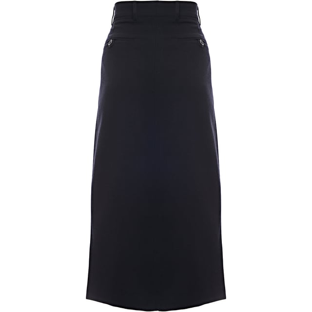 95% virgin wool, 5% polyamide. Lining: 51% viscose, 49% cotton. Cut to a straight fit, this maxi skirt embodies Raey?s clean tailoring. It?s made in Italy from wool-blend twill with a sharp front hem split