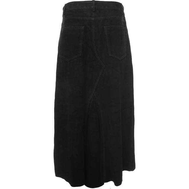 100% Suede. Raey suede A-line midi skirt. Featuring belt loops, a concealed zip fastening, a fishtail back, and five pockets