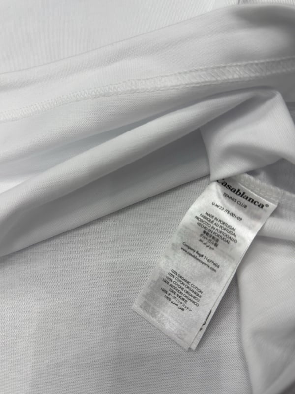 Wit T-shirt met korte mouwen, Casablanca-ontwerp, Casa-logo, T-shirt met ronde hals, normale pasvorm, maat valt normaal, 100% katoen, wit T-shirt, vrijetijdskleding