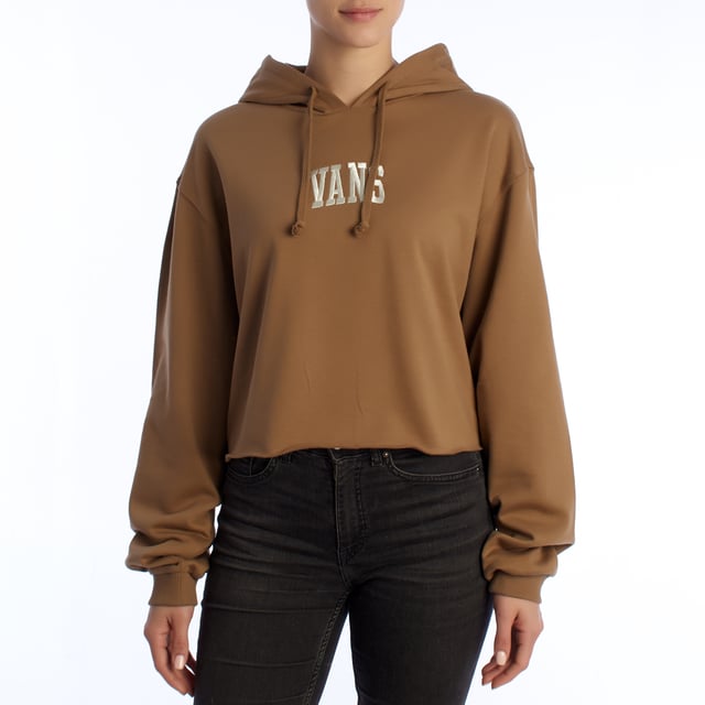 VANS Cropped Varsity Relaxed Fit Hoodie – Urbaner Stil mit warmer Note.

 Dieses kurze Sweatshirt von VANS ist für alle gedacht, die ein bequemes Stück mit Charakter suchen. Sein moderner Schnitt und das klare Design machen es zu einem Schlüsselstück für entspannte und moderne Looks. Ideal zu Jeans, Hosen mit weitem Bein oder Leggings mit hoher Taille.

 Details:
 - Gesticktes VANS-Logo auf der Brust.
 - Gerader, verkürzter Schnitt.
 - Kapuze mit verstellbarem Kordelzug.
 - Gerippte Bündchen.
 - Weicher Baumwollstoff.
 - Seitenetikett mit dem Vans-Logo.

 Ein Damen-Hoodie, der durch seine Schlichtheit und seinen modernen Stil auffällt. Sein vielseitiges Design passt sich verschiedenen Kombinationen und Anlässen an und wird zu einem unverzichtbaren Basic mit eigener Persönlichkeit.
 Komposition: 100% Baumwolle
 Pflege:
Waschen max. 30ºC. Mit ähnlichen Farben.
 Verwenden Sie kein Bleichmittel.
 Lufttrocknen.
 Die Stickerei nicht bügeln.