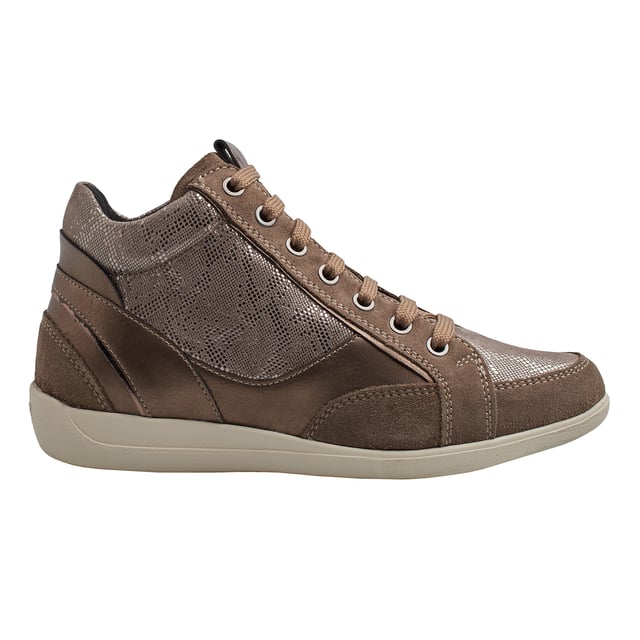 Die Geox D Myria A sind mittelhohe Sneaker für Frauen, die ein Gleichgewicht zwischen Mode und Komfort suchen. Ihr durchdachtes Design, kombiniert mit hochwertigen Materialien, macht sie perfekt für den täglichen Gebrauch, ohne dass dabei der Komfort auf der Strecke bleibt.

 Details:
 - Atmungsaktiv und wasserdicht
 - Verschlussart: Reißverschluss, Schnürung.
 - Die perforierte Sohle ermöglicht den Füßen eine natürliche Atmung.
 - Rutschfeste Sohle.
 - Antibakterielle Innensohle aus Leder.
 - Geox Breathe: Technologie, die für eine bestmögliche Luftzirkulation sorgt und den Körper auf optimaler Temperatur hält. Das System bietet maximalen Komfort durch Atmungsaktivität und ein hohes Maß an Temperaturregulierung.

 Der Geox D Myria A ist die ideale Wahl für alle, die Komfort, Schutz und Stil in einem einzigen Schuh suchen. Sein wasserdichtes Design, die flexible Sohle und die hochwertigen Materialien garantieren Komfort und Leistung bei jedem Klima.
 Komposition: Außen: Leder, Öko-Leder; Innenausstattung: Textil; Sohle: Gummi; Vorlage: Leder
 Pflege:
Verwenden Sie ein feuchtes Tuch oder eine weiche Bürste.
 Nicht in der Maschine waschen.
 Lassen Sie es an der Luft trocknen, ohne direkte Sonneneinstrahlung oder Hitze.