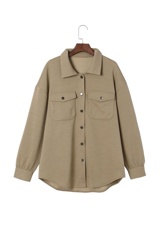 Solid jacket ensures easy coordination with your existing wardrobe
  Crafted from a textured fabric adding visual interest and depth
  Turn
  down collar for a classic touch
  Perfect for transitional weather or layering
  Available for women
Material: 95% Polyester 5% Elastane