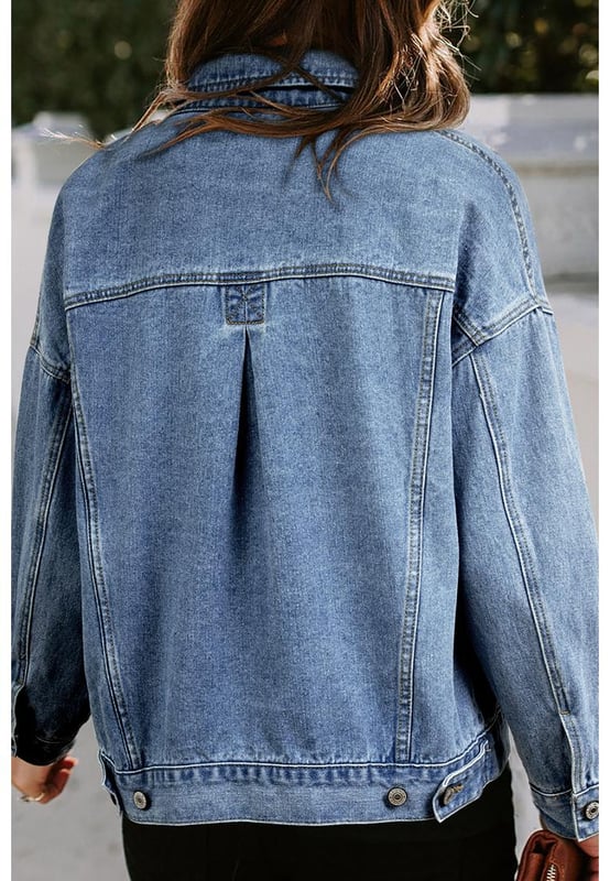 Our styles are designed with a trendy fitted look in mind following an international size standard. For the best fit we suggest choosing one size up from your usual. Be sure to check our sizing chart to find your perfect match!
  Light blue washed oversized denim jacket
  Classic button
  up closure
  Turn
  down collar
  Convenient chest pockets
Material: 75% Cotton 25% Polyester