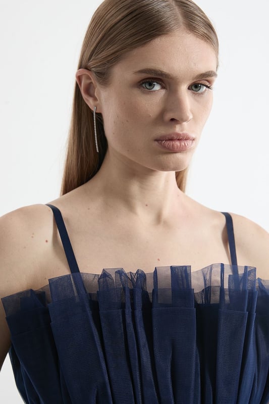 Tulle Bandeau Tiered Midi Dress