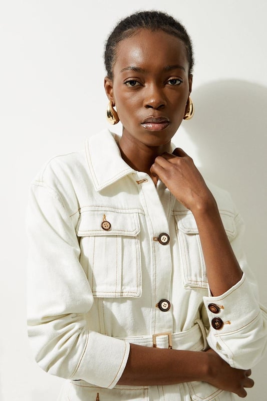 Safari Jacket Karen Millen Safari Dress Denim Pocket Detail Belted