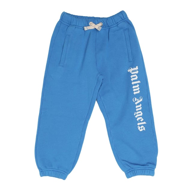 Juniors Palm Angels Classic Over Logo Sweatpants in lichtblauw.- Elastische tailleband.- Opgevulde zakken.- Palm Angels logo in wit gedrukt op voorkant.- Relaxed fit.- 100% Katoen.- Ref: PBCH0020014001