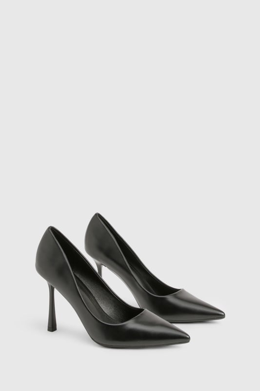 Sleek pointed toe design for a contemporary silhouette
        Elegant stiletto heel measuring between 7-9cm for comfortable height
        Smooth PU finish that maintains its polished appearance
        Classic slip-on style for effortless wear
        Versatile court shoe shape that complements any outfit
    
    These sophisticated pumps are the ultimate wardrobe essential that transition seamlessly from day to night. The pointed toe and perfectly proportioned heel create a flattering line that elongates the leg whilst maintaining comfort for all-day wear. Style with tailored trousers and a crisp blouse for office sophistication, or pair with your favourite jeans and a statement top for evening drinks. For special occasions, these versatile heels complement both midi and mini dresses beautifully. The sleek design works wonderfully with both structured and flowing garments, making these pumps a true style chameleon in your collection. Their timeless appeal ensures they'll remain a go-to choice season after season, offering endless styling possibilities for the fashion-forward woman.