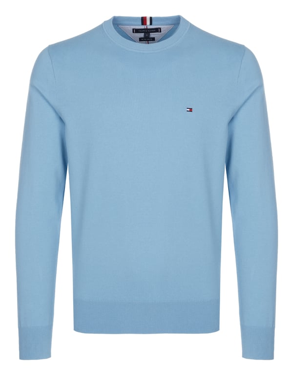 81% Cotton, 19% Polyamide; Tommy Hilfiger THE 1985 SWEATER pullover;  Model: MW0MW21316 CYW;  High quality manufactured;  Soft organic cotton blend;  Crew neck;  Long sleeves;  Tommy Hilfiger logo details