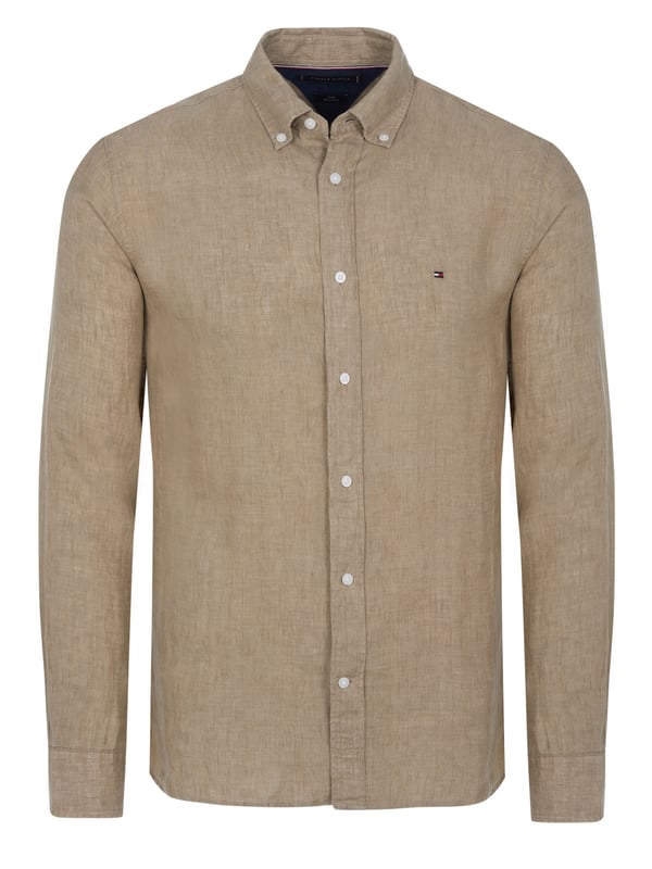 100% Leinen; Tommy Hilfiger Leinenhemd;  Modell: MW0MW34602 AEG;  Hochwertig verarbeitet;  100% leichtes Leinen;  Regular Fit;  Button-Down-Kragen;  Knopfleiste mit 7 Knöpfen;  Sportmanschetten;  Tommy Hilfiger Logodetails
