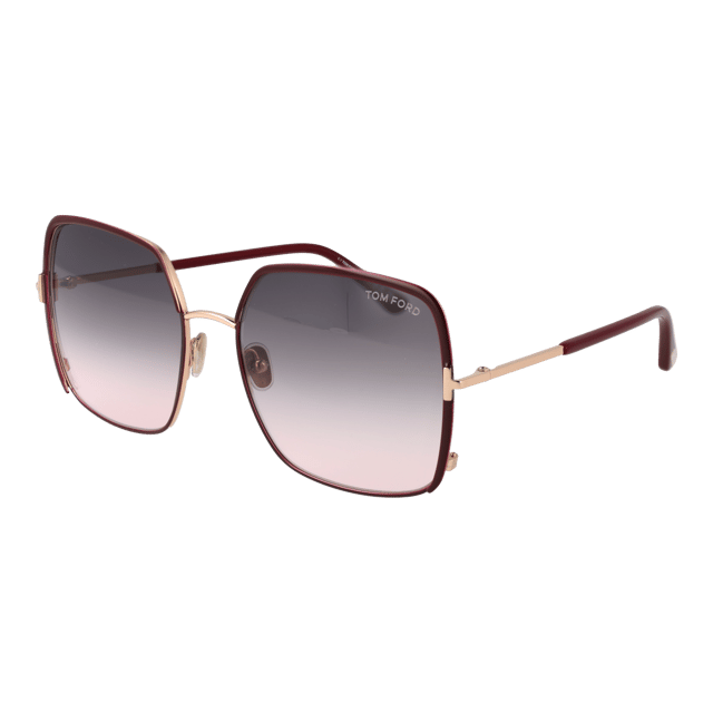 Gender: Women
Main color: Burgundy
Frame color: Burgundy
Frame material: Metal
Lenses color: Grey
Lenses material: Plastic
Filter category: 2
Lenses effect: Gradient
Protection: 100% UVA & UVB
Size: 60-18-135
Lenses width: 60
Lenses height: 56
Bridge width: 18
Frame width: 145
Temples length: 135
Style: Square
Rim style: Full-Rim
Spring hinge: No
Extra: No extra
Shipment includes: Branded case
Country: Italy