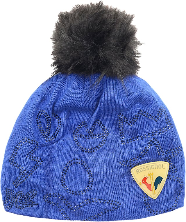 Outside: 100% Acrylic
Pompon; 90% Acrylic 10% Polyester
Lining: 100% Polyester. The Rossignol Strassi Womens Beanie in a practical blue color will keep you warm in any weather. The beanie is equipped with a pom pom and decent Rossignol logo