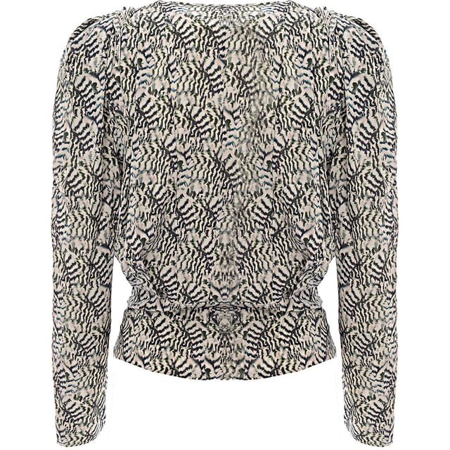 91% silk, 9% elastane Isabel Marant's white and black Zarga blouse is cut from stretch-infused silk with a striking butterfly print, a twist on the label's enduring bohemian influences