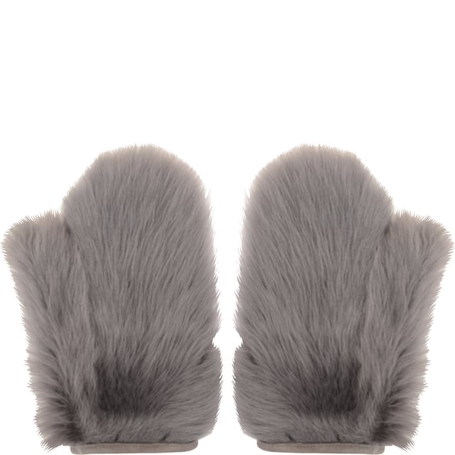 100% shearling. A cold weather statement, Raeyâ€™s grey mittens are made in the UK from plush shearling.