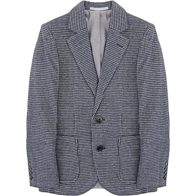 Hackett London Boys Textured Knit Cotton Blend Blazer Jacket In Navy/Grey