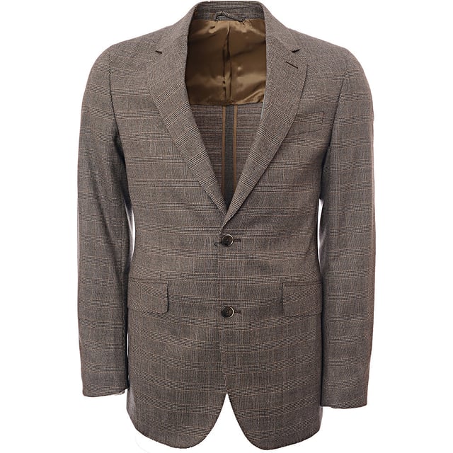 Hackett London Mens Flannel Check Brown Suit Jacket