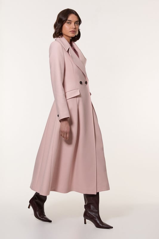 Italian Manteco Wool Blend Tailored Flared Skirt Maxi Coat