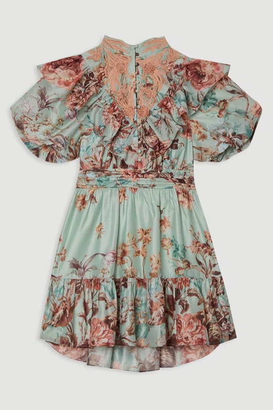 Floral Applique Lace Mini Dress