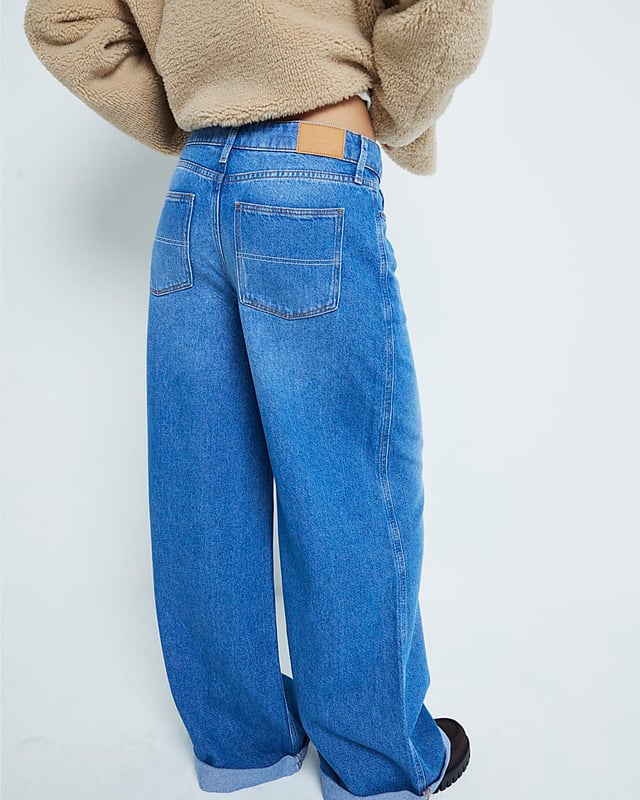 Petite collection, Denim fabric, Button and zip fastening, Belt loops, Pocket detail, Super wide leg