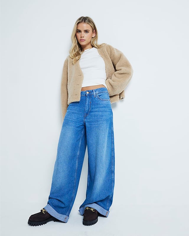 Petite collection, Denim fabric, Button and zip fastening, Belt loops, Pocket detail, Super wide leg