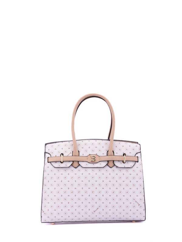 Bolso de mujer. El cierre es con cremallera. Los bolsillos internos son dos con cremallera y dos abiertos. Los bolsillos externos son uno en la espalda con cremallera. La bandolera es ajustable y extraíble en tejido. El mango es de ecopiel. Hay tres compartimentos internos. El material exterior es ecopiel. Internamente está forrado en poliéster. Medidas: 30x25x10 cm. Producto de moda