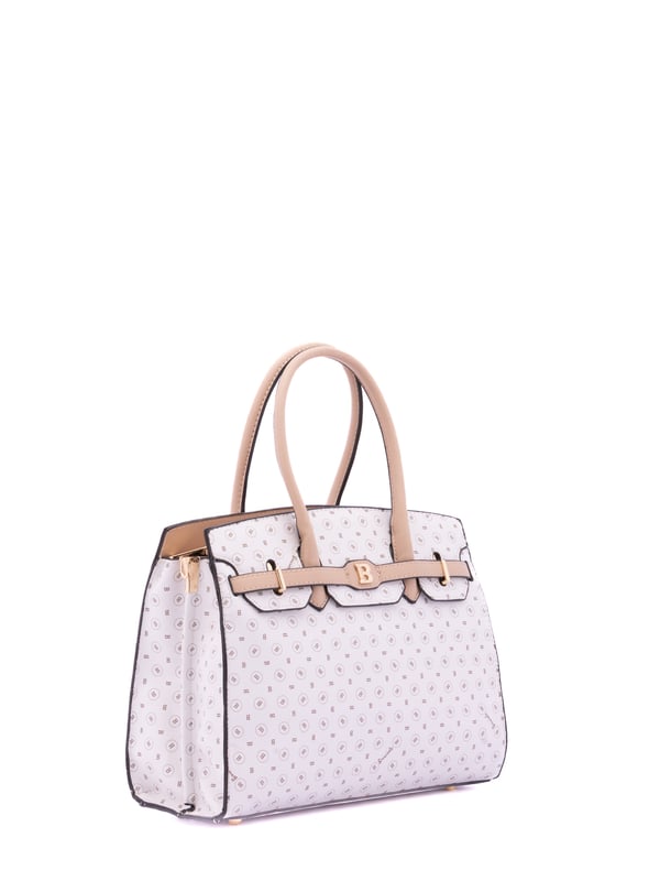 Bolso de mujer. El cierre es con cremallera. Los bolsillos internos son dos con cremallera y dos abiertos. Los bolsillos externos son uno en la espalda con cremallera. La bandolera es ajustable y extraíble en tejido. El mango es de ecopiel. Hay tres compartimentos internos. El material exterior es ecopiel. Internamente está forrado en poliéster. Medidas: 30x25x10 cm. Producto de moda