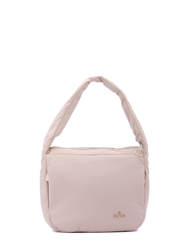 Bolso bandolera para mujer. El cierre es con cremallera. Los bolsillos internos son uno con cremallera y dos abiertos. Hay dos bolsillos externos con cremalleras a los lados. Falta la correa para el hombro. El asa es de tela. Hay un compartimento interno. El material exterior es tela. Internamente está forrado en poliéster. Medidas: 33x30x12 cm. Producto de moda