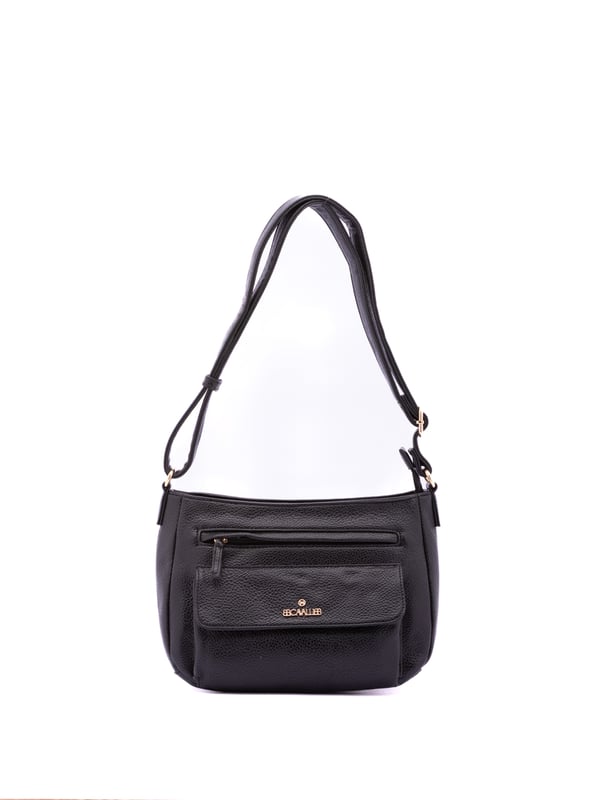 Bolso bandolera para mujer. El cierre es con cremallera. Los bolsillos internos son uno con cremallera y dos abiertos. Los bolsillos externos son uno frontal con cremallera y un bolsillo frontal. Falta la correa para el hombro. El asa es regulable en ecopiel. Hay un compartimento interno. El material exterior es ecopiel. Internamente está forrado en poliéster. Medidas: 28x20x13 cm. Producto de moda