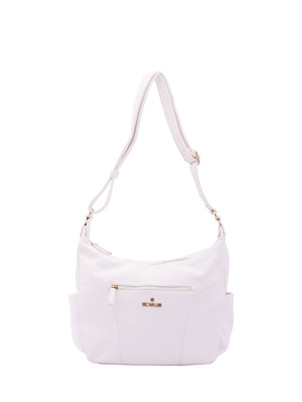 Bolso bandolera para mujer. El cierre es con cremallera. Los bolsillos internos son uno con cremallera y dos abiertos. Los bolsillos externos son uno frontal con cremallera, dos laterales abiertos y uno trasero con cremallera. Falta la correa para el hombro. El asa es regulable en ecopiel. Hay dos compartimentos internos. El material exterior es ecopiel. Internamente está forrado en poliéster. Medidas: 30x21x11 cm. Producto de moda