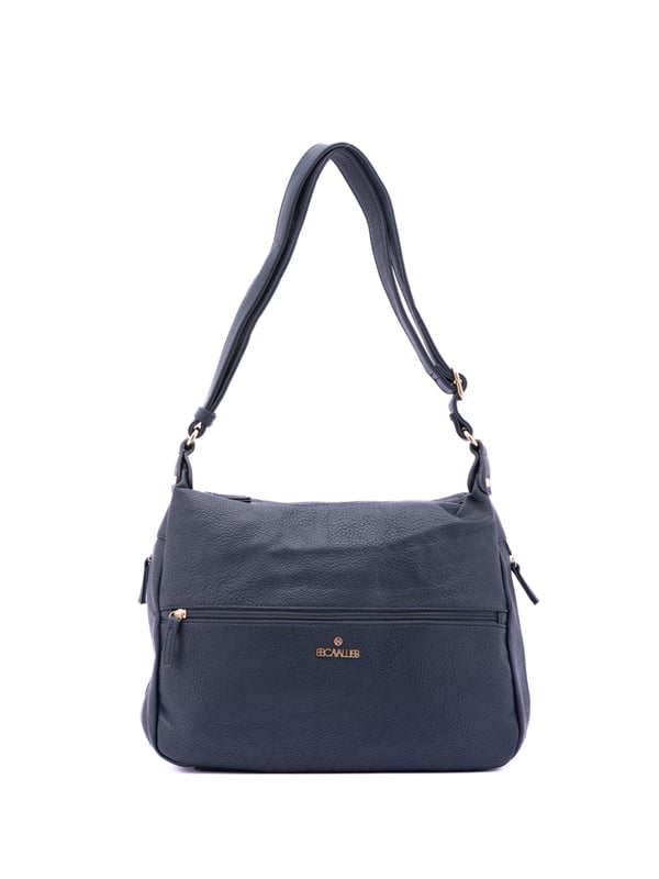 Bolso bandolera para mujer. El cierre es con cremallera. Los bolsillos internos son uno con cremallera y dos abiertos. Los bolsillos externos son uno en la espalda con cremallera. Falta la correa para el hombro. El asa es regulable en ecopiel. Hay dos compartimentos internos. El material exterior es ecopiel. Internamente está forrado en poliéster. Medidas: 35x26x11 cm. Producto de moda